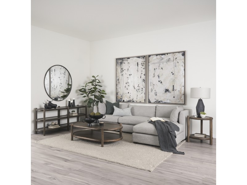 Mercana Romi Dark Brown Wood With 3 Shelves Oval Console Table