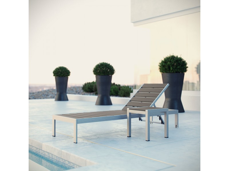Modway Shore 2 Piece Outdoor Patio Aluminum Set - Silver Gray - Lifestyle