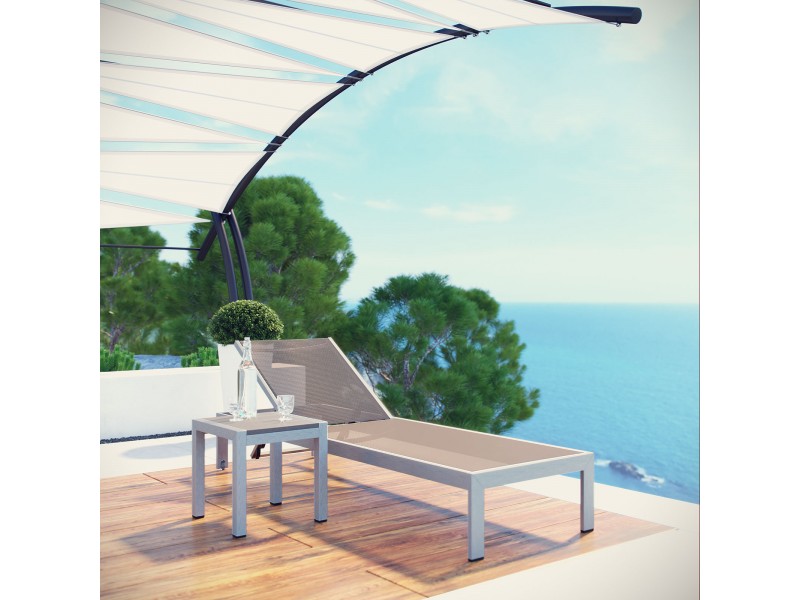 Modway Shore 2 Piece Outdoor Patio Aluminum Set - Silver Gray - Lifestyle