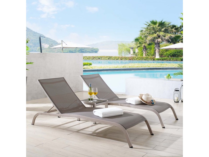 Modway Savannah 3 Piece Outdoor Patio Mesh Set - Gray - Lifestyle