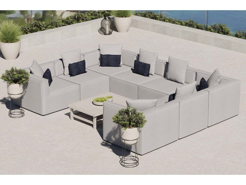 Modway Saybrook Outdoor Patio Upholstered 8-Piece Sectional Sofa - Gray - Lifestyle
