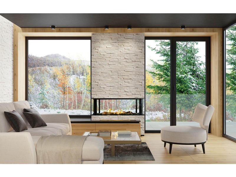 Sierra Flame Lyon - 4 Sided See Through Gas Fireplace - Lifestyle