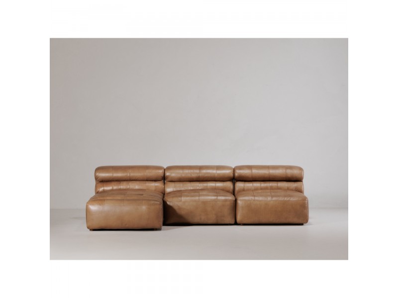 Moe's Home Collection Ramsay Leather Chaise - Tan - Lifestyle