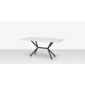 DecoScapes Oliver Emerald Rimless Porcelain Dining Table - Side Angled