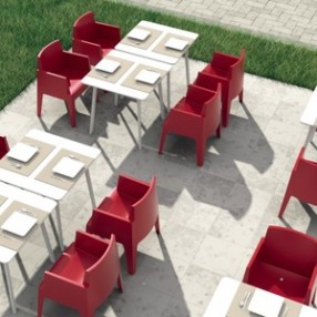 Box Resin Outdoor Dining Arm Chair - Red