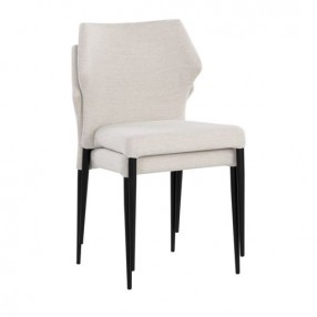 Sunpan James Stackable Dining Chair in City Beige - Set of Two - Front Side Angle