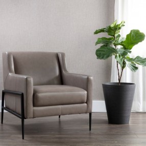 Sunpan Talula Lounge Chair - Alpine Grey Leather - Lifestyle