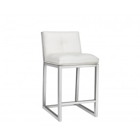  Sunpan Alba Counter Stool - White - Front Side Angle