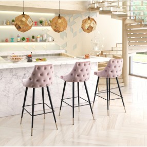Zuo Modern Piccolo Barstool in Pink - Lifestyle