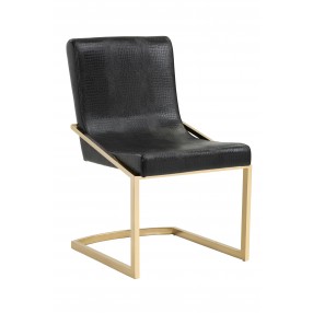 Sunpan Marcelle Dining Chair in Black Croc - Angled