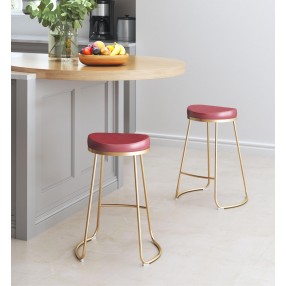 Zuo Modern Bree Counter Stool Burgundy and Gold - Lifestyle