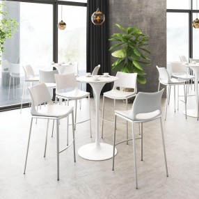 Zuo Modern Ace Barstool in White and Silver - Lifestyle 2