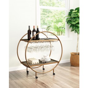 Zuo Modern Arc Bar Cart in Brass and Black - Lifestyle
