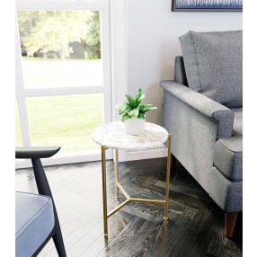 Zuo Modern Haru Side Table White and Gold - Lifestyle 1