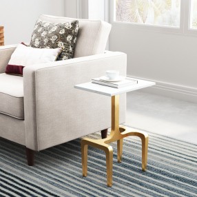 Zuo Modern Clement Side Table White and Gold - Lifestyle