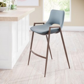 Zuo Modern Desi Counter Stool Azure Gray and Walnut - Lifestyle