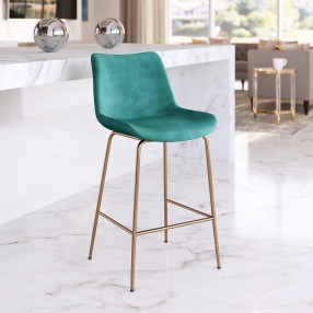 Zuo Modern Tony Counter Stool in Green and Gold - Lifestyle