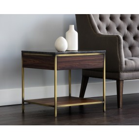 Sunpan Stamos End Table - Gold - Zebra Brown - Lifestyle