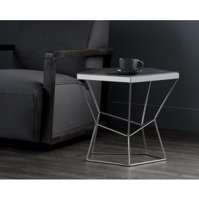 Sunpan Nathaniel End Table - Grey Marble - Lifestyle