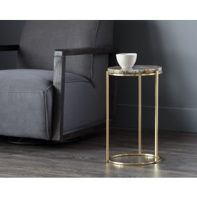Tillie End Table - Brass - Natural Agate Stone - Lifestyle