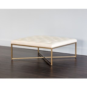 Endall Ottoman - Square - Vintage Vanilla Leather - Lifestyle