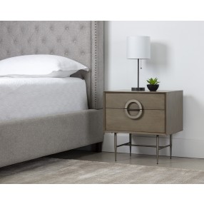 Emery Nightstand - Antique Silver - Ash Grey - Lifestyle 2