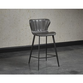 Sunpan Arabella Counter Stool - Bravo Portabella / Polo Club Kohl Grey - Front Side View