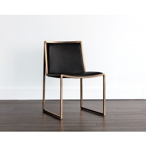Blair Dining Chair - Antique Brass - Cantina Black - Angled View