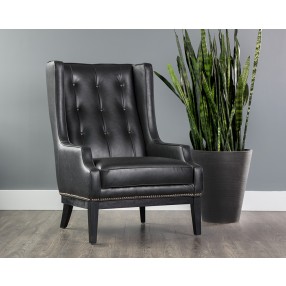 Sunpan Biblioteca Lounge Chair in Coal Black - Lifestyle