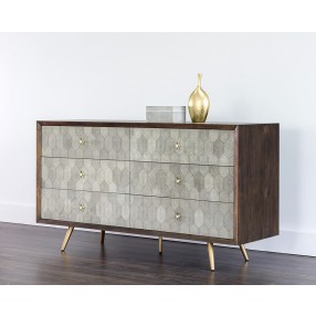 Aniston Dresser - Dark Mango - Shagreen Leather - Angled Lifestyle