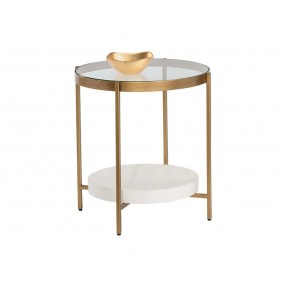 Sunpan Gia End Table - Front Side Angle with Decor