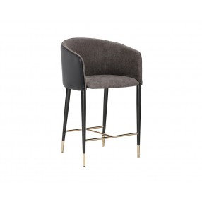 Asher Counter Stool - Sparrow Grey / Napa Black - Angled View