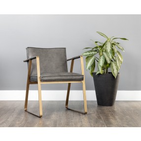 Sunpan Kristoffer Dining Armchair - Vintage Steel Grey Leather - Lifestyle