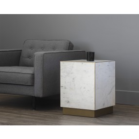 Sunpan Daines End Table In White Marble - Lifestyle