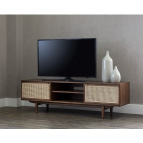 Sunpan Akita Media Console And Cabinet - Angled Lifestyle