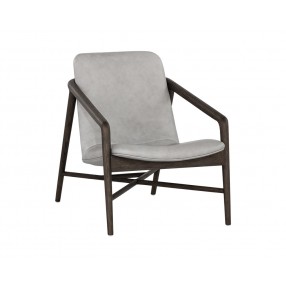 Sunpan Cinelli Lounge Chair In Dark Brown And Saloon Light Grey Leather - Angled View