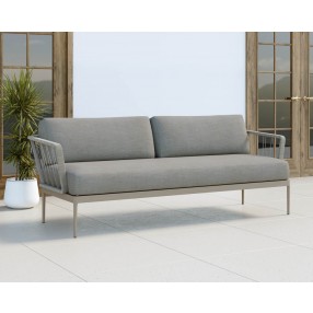 Sunpan Catania Sofa In Dark Grey And Copacabana Grey - Angled Lifestyle