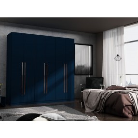 Manhattan Comfort Gramercy Modern Freestanding Wardrobe Armoire Closet in Tatiana Midnight Blue