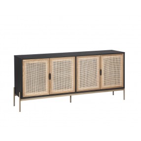 Sunpan Avida Sideboard in Gold And Black/Natural - Large - Angled