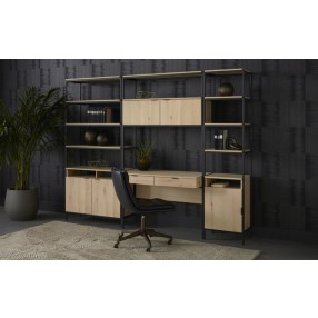 Sunpan Ambrose Modular Bookcase in Rustic Oak And Black - Small Workplace 