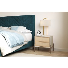 Sunpan Avida Nightstand in Champagne Gold and Cream - Lifestyle