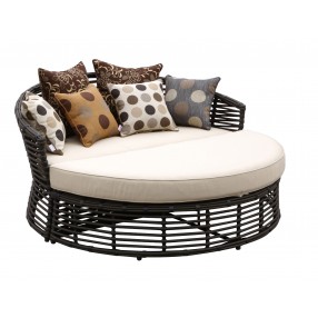 Sunset West Venice Rattan Double Chaise with Cushion - Front Side Angle
