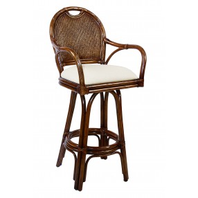 Hospitality Rattan Home Classic Indoor Swivel Rattan & Wicker Stool in TC Antique Finish