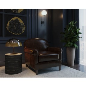 Sunpan Bastoni Lounge Chair in Chocolate Leather - Lifestyle