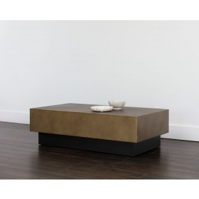 Sunpan Blakely Coffee Table in Antique Brass - Lifestyle