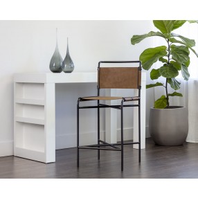 Sunpan Corrigan Counter Stool in Cognac Leather - Lifestyle