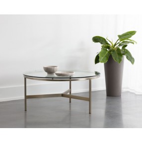 Sunpan Flato Coffee Table - Antique Brass - Lifestyle