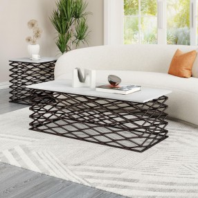 Zuo Modern Duchess Coffee Table White and Antique Bronze - Lifestyle