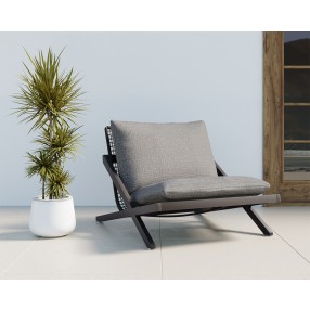 Sunpan Bari Lounge Chair in Charcoal And Gracebay Grey - Lifestyle 