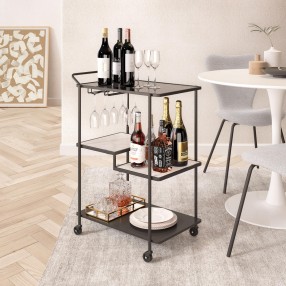 Zuo Modern Constanza Bar Cart in Black - Lifestyle 